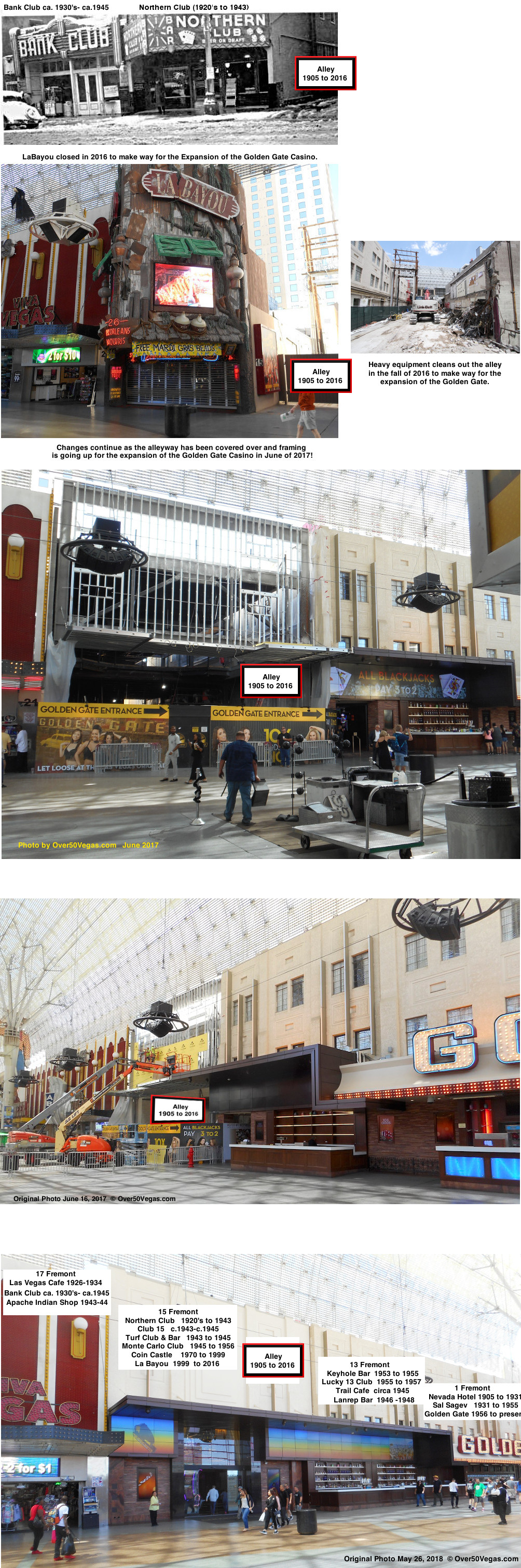 the same small part of Fremont Street covering almost a century.