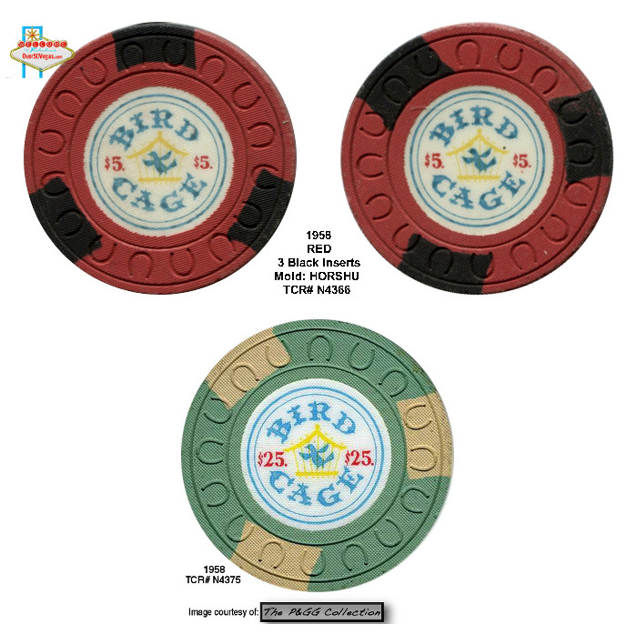 Chips from the Bird Cage Casino in Downtown Las Vegas 1958-1959