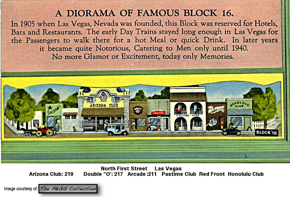 Block 16 Las Vegas Honolulu Club, Red Front, Double O Club, PGG Collection postcard 