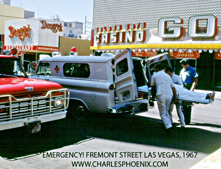 Denny's restaurant next to The Golden Gate in downtown Las Vegas. Photo Courtesy of Charles Phoenix.