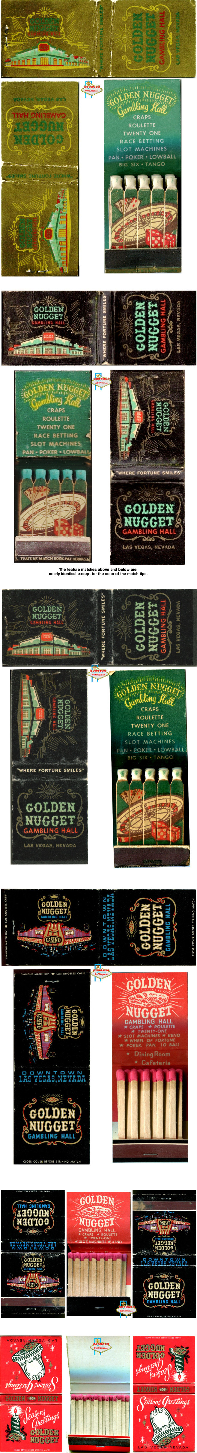 Golden Nugget  Las Vegas  various matchbooks
