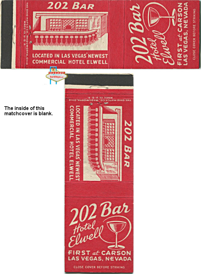 202 Bar at the Hotel Elwell Las Vegas, NV Matchcover 