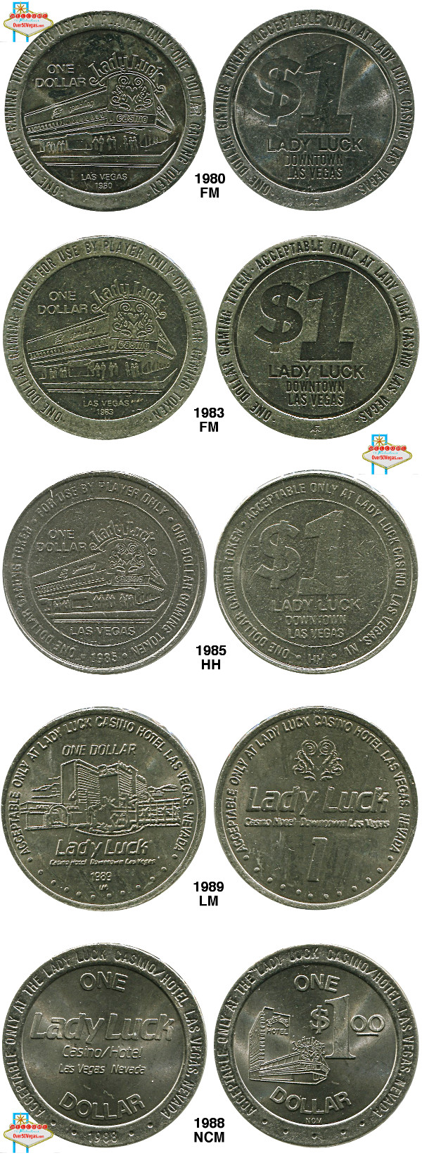 Lady Luck Las Vegas Tokens 