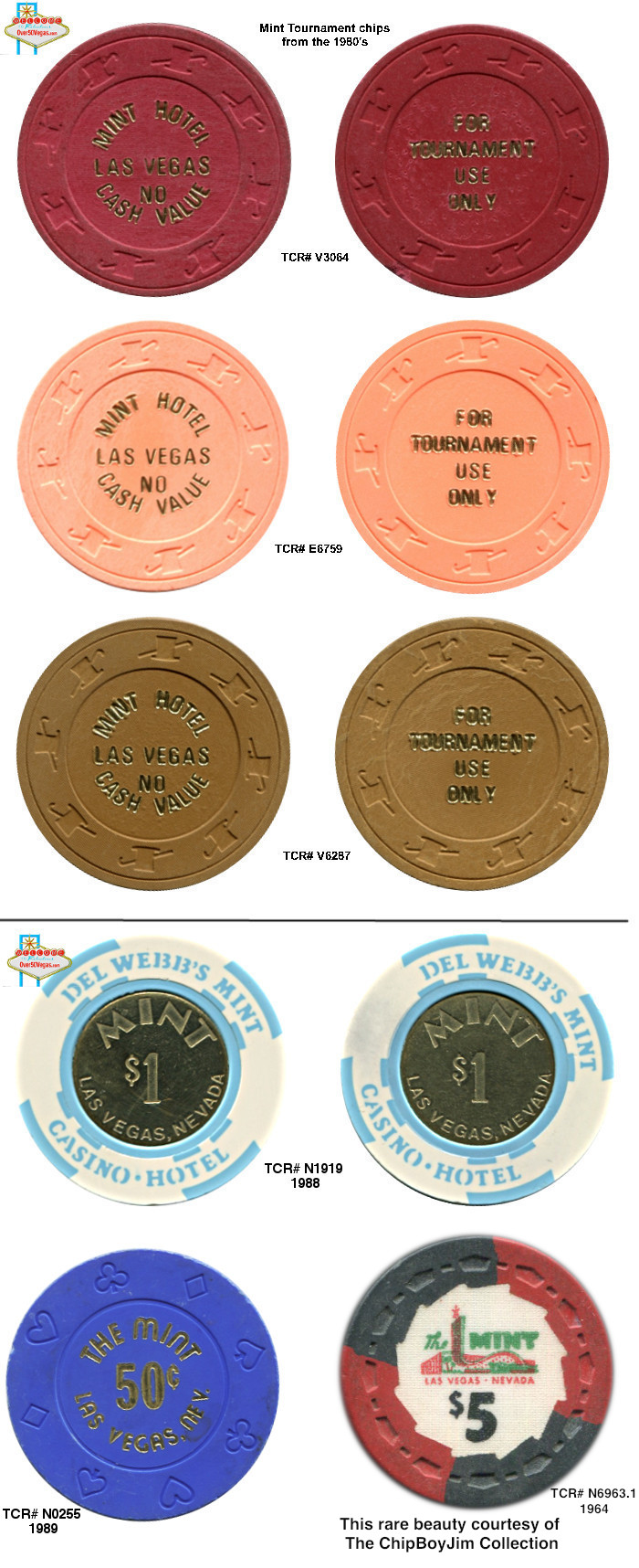 Mint Las Vegas chips tournament $1 50¢ 