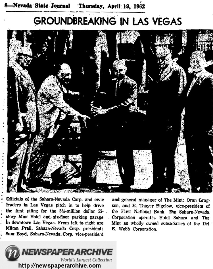 Groundbreaking for the Mint Tower Las Vegas in 1962
