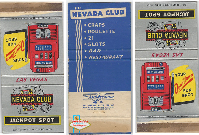 Nevada Club Matchcover-Your Downtown Fun Spot