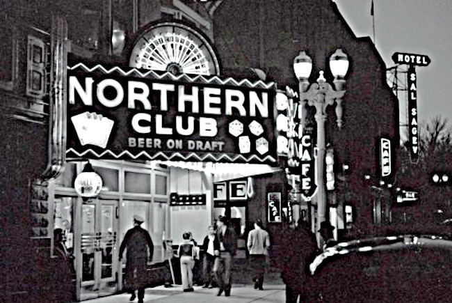 Northern Club with the Sal Sagev shown down the street