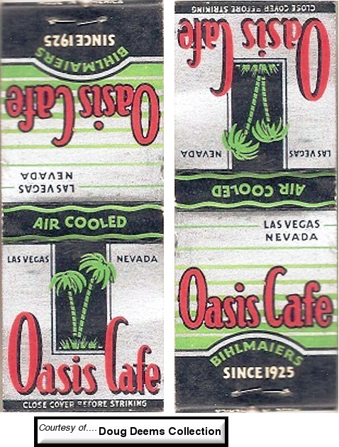 Oasis Cafe matchbook from the Doug Deems Collection