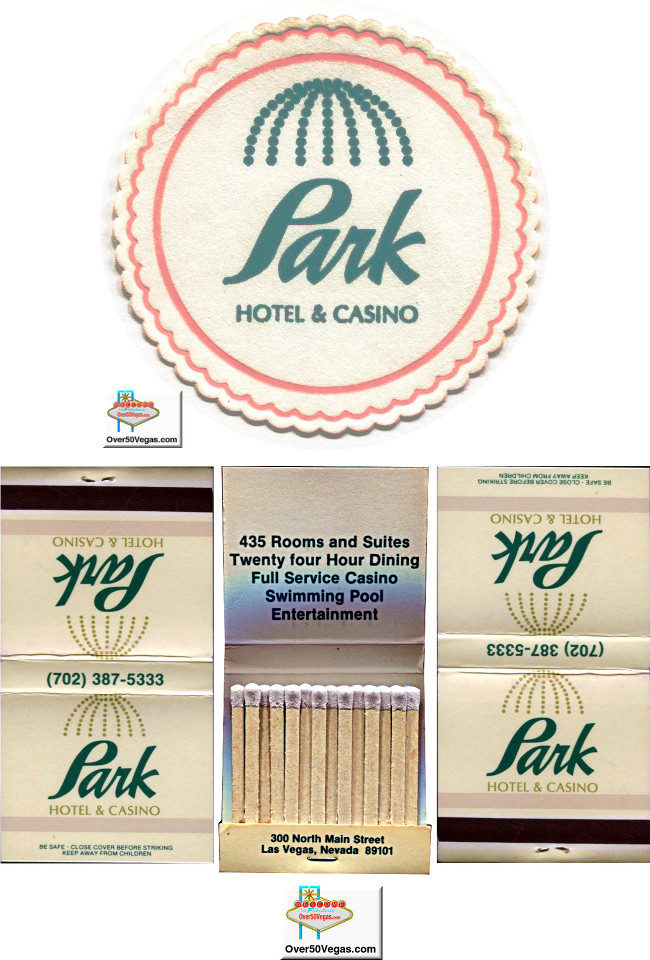Coaster and matchbook from Park Hotel Casino downtown Las Vegas
