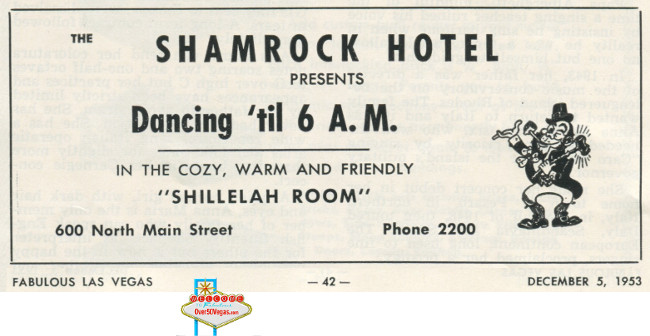 Advertising for the Shamrock Hotel -Las Vegas  614 N. Main 
