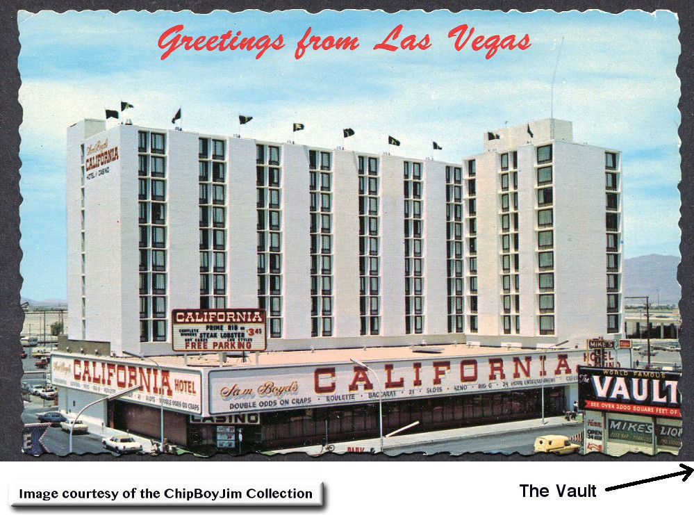 The Vault was located next to Mike's Liquors just off to the side of what is shown on the postcard.