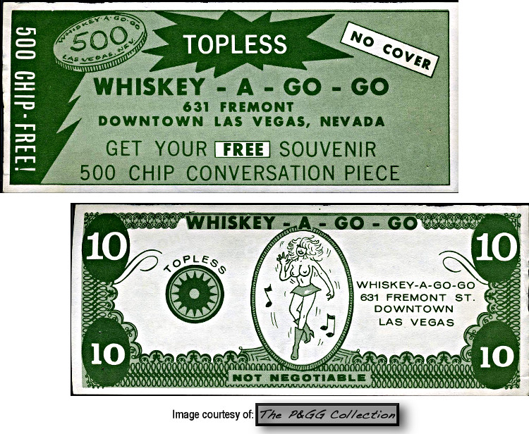 Whiskey a Go Go Las Vegas  advertising coupon from the 1960’s 