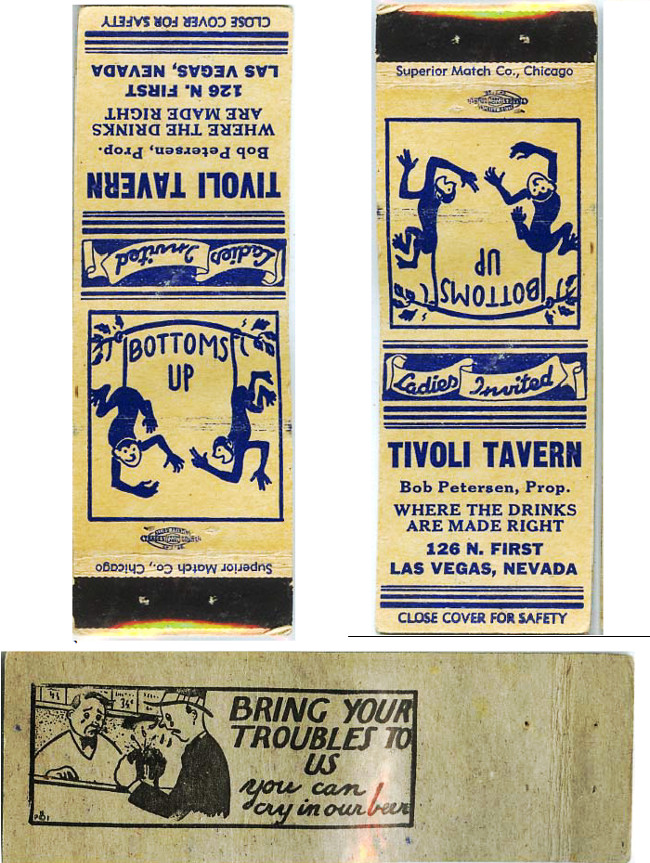 Tivoli Tavern Las Vegas-matchcover Bob Petersen, proprietor